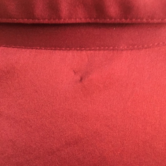 VINTAGE DKNY Silk ‘90s Bodysuit LS Red Button Down - Picture 6 of 7